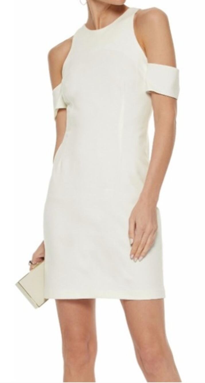 NICHOLAS off white Ponti Cutout sheath ivory ponte knit cocktail dress
